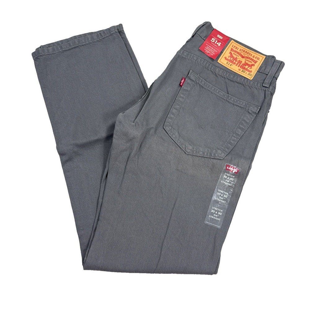 Levi's 514 Jeans Men's 30x30 Gray Denim Straight Stretch Medium Wash NWT